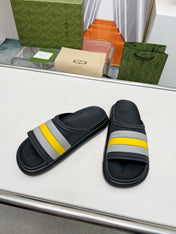 PLATFORM SLIPPERS IN BLACK MIX GRAY AND YELLOW IMPORTED TPU