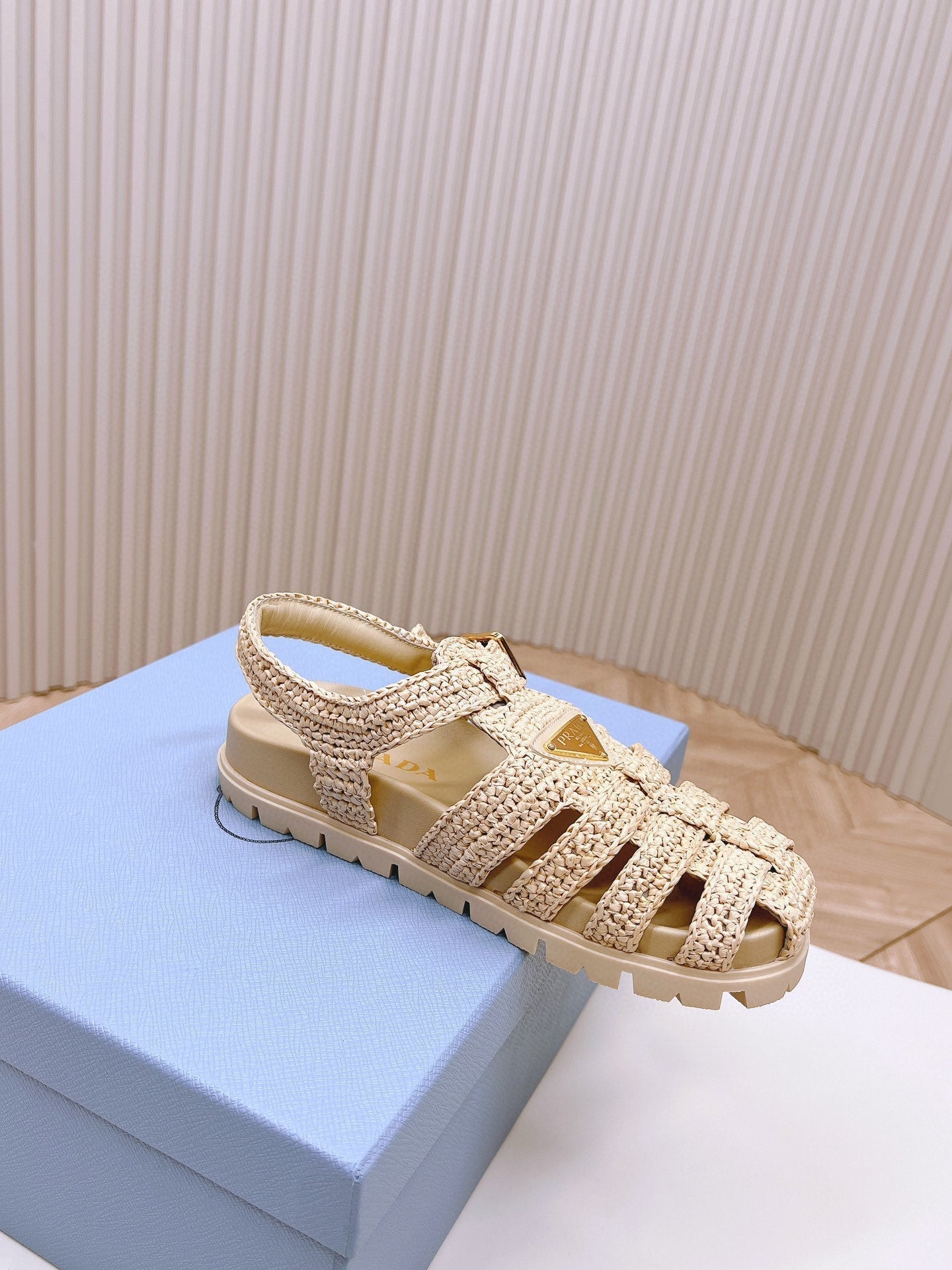 PRA RUBBER FISHERMAN SANDALS BEIGE LAMBSKIN