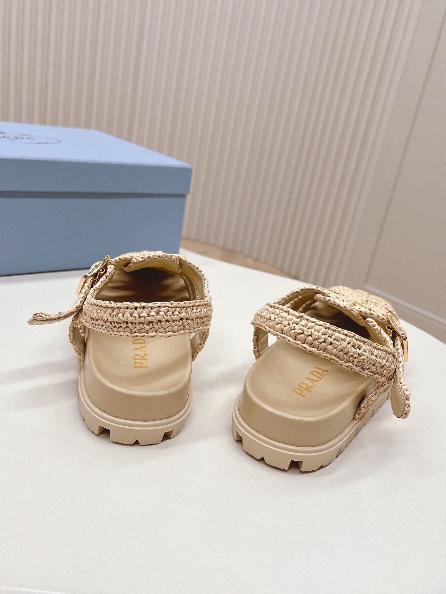 PRA RUBBER FISHERMAN SANDALS BEIGE LAMBSKIN