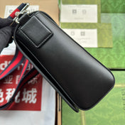 OPHIDIA MEDIUM MESSENGER FLAP BAG 27 IN DARK GREY AND BLACK CALFSKIN