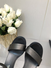 BLOCK HEEL 5 CM SANDAL IN BLACK LAMBSKIN