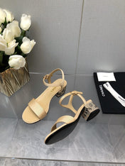BLOCK HEEL WITH CRYSTAL 5 CM SANDAL IN SAND BROWN FABRIC