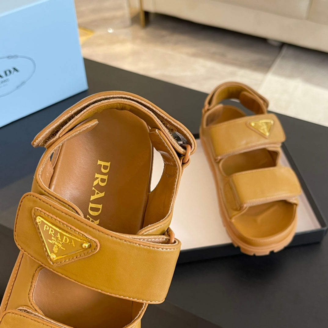 PRA FLAT NAPPA SANDALS BRONZE LAMBSKIN