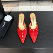 HIGH HEEL MULE 65 MM IN CANDY RED SUEDE