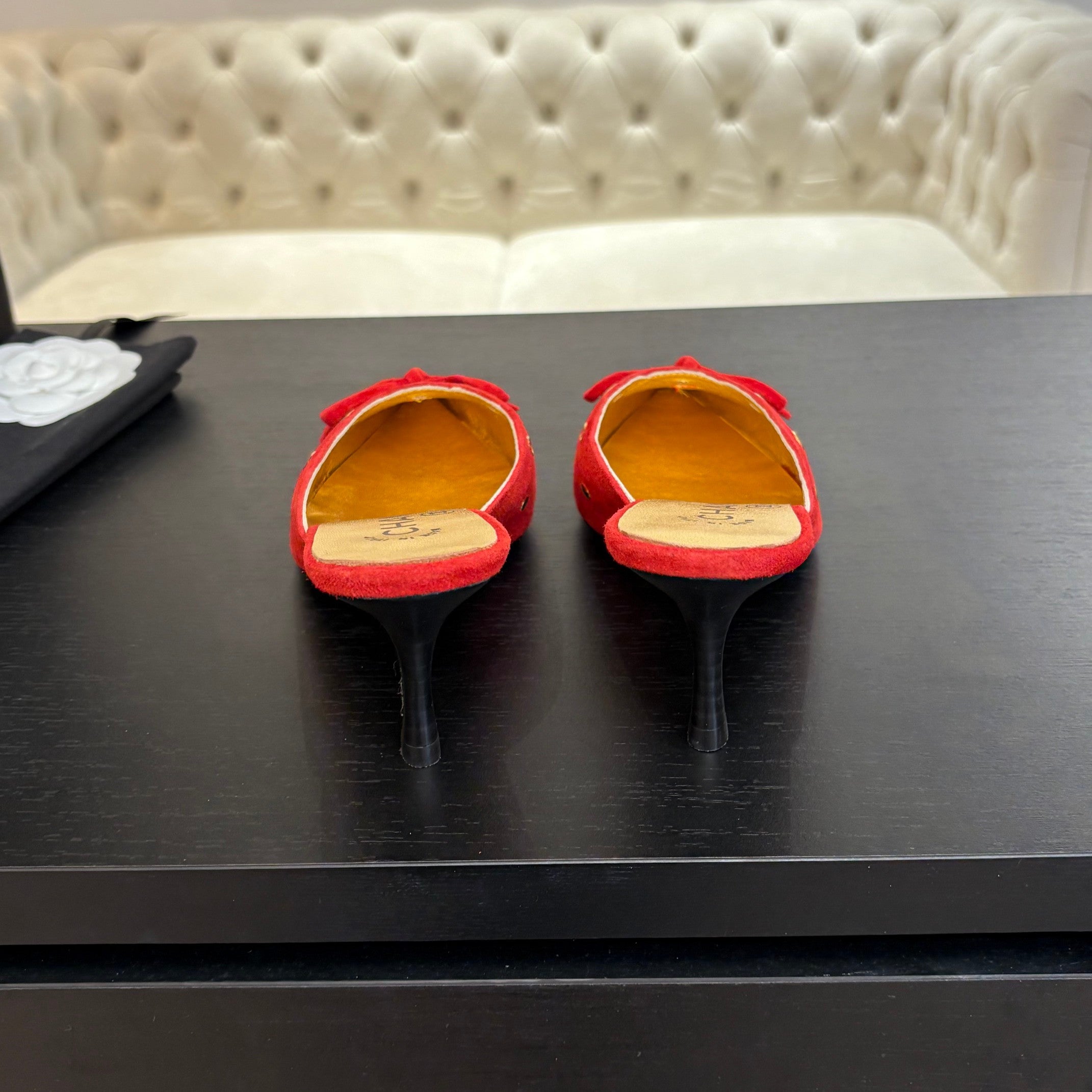 HIGH HEEL MULE 65 MM IN CANDY RED SUEDE