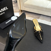 HIGH HEEL MULE 65 MM IN BLACK SUEDE