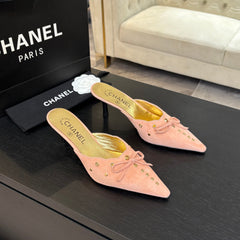 HIGH HEEL MULE 65 MM IN LIGHT PINK SUEDE