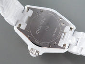 J12 Date Quartz White Ceramic Black Numerals White Dial