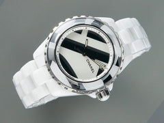 J12 38mm Automatic Limited Untitled H5582 White Ceramic Black White Dial