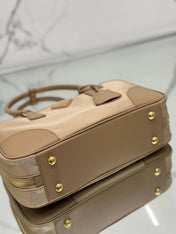 MEDIUM TOP HANDLE BAG 30 IN DRIED MOSS NYLON AND CALFSKIN TRIM