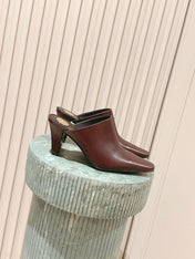 YSL 25S JILL MULES IN BURGUNDY SMOOTH CALFSKIN