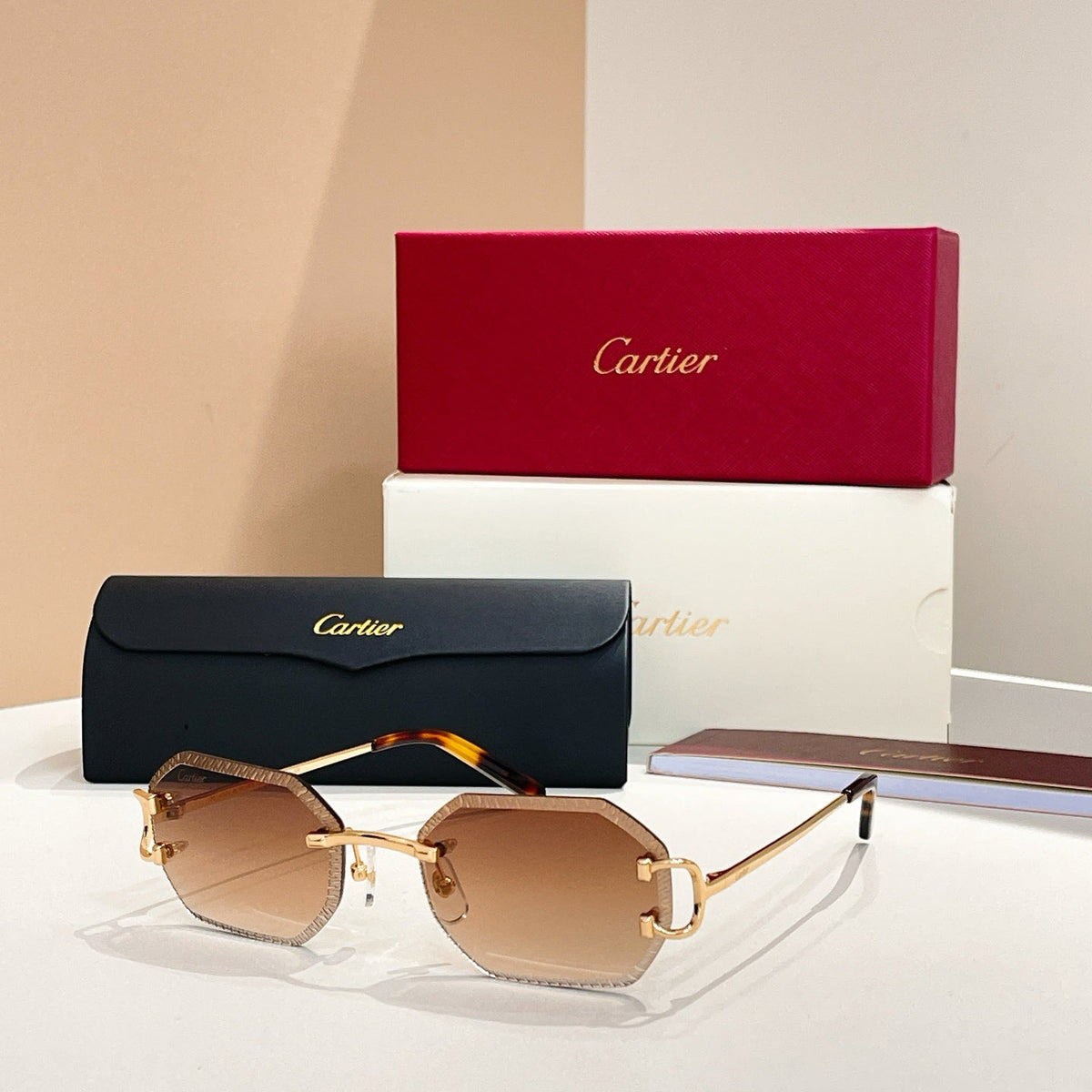 C DE RIMLESS GEOMETRIC FRAME SUNGLASSES CT0092O IN METAL