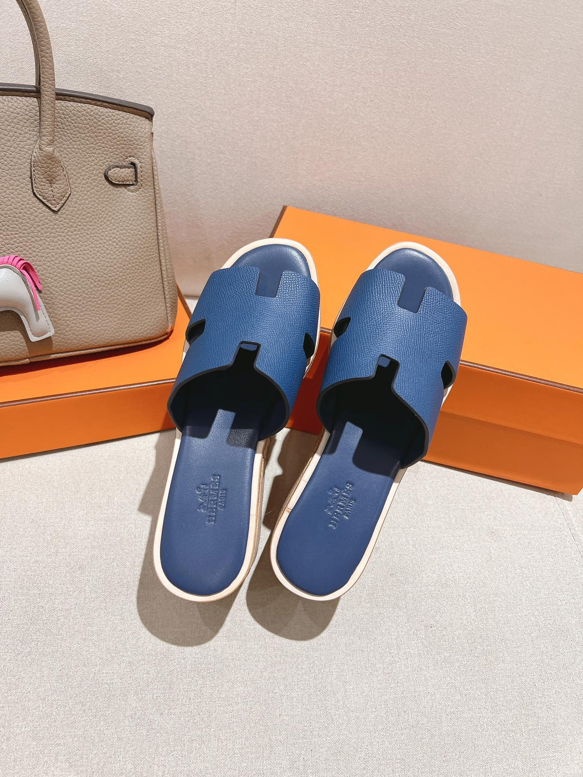 HM 25S HIGH WEDGE SANDALS IN DARK STEEL BLUE LAMBSKIN STYLE 18