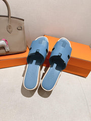 HM 25S HIGH WEDGE SANDALS IN BLUE LAMBSKIN STYLE 10