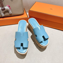 HM 25S HIGH WEDGE SANDALS IN SKY BLUE LAMBSKIN STYLE 8