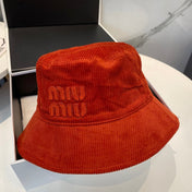 MM BUCKET IN ORANGE VELVET WITH LOGO