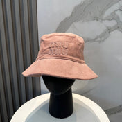 MM BUCKET IN PEACHY PINK VELVET WITH LOGO