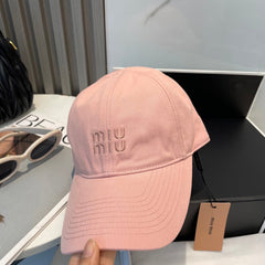 MM BASEBALL CAP IN PEACHY PINK FABRIC BRAND EMBROIDERY