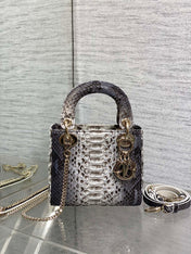 MINI 17 LADY BAG IN WHITE MIX BLACK SNAKESKIN PATTERN LAMBSKIN