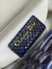 MINI 17 LADY BAG IN NAVY BLUE MIX BLACK SNAKESKIN PATTERN LAMBSKIN