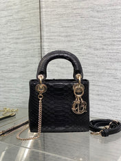 MINI 17 LADY BAG IN BLACK SNAKESKIN PATTERN LAMBSKIN