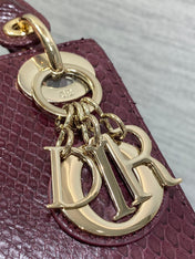 MINI 17 LADY BAG IN PLUM PURPLE SNAKESKIN PATTERN LAMBSKIN