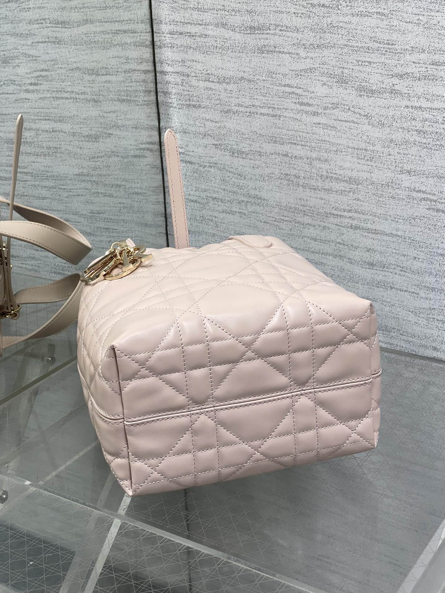 DIOR 25S ALWAYS MINI BAG 16 IN LIGHT PINK MACROCANNAGE CALFSKIN GOLD HARDWARE