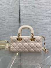 DIOR 25S SMALL LADY D-JOY 22 IN BEIGE LAMBSKIN GOLD HARDWRE