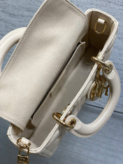 DIOR 25S SMALL LADY D-JOY 22 IN BEIGE LAMBSKIN GOLD HARDWRE