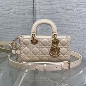 DIOR 25S SMALL LADY D-JOY 22 IN BEIGE LAMBSKIN GOLD HARDWRE