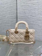 DIOR 25S SMALL LADY D-JOY 22 IN BEIGE LAMBSKIN GOLD HARDWRE