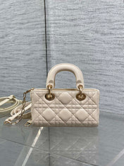 DIOR 25S MICRO LADY D-JOY 16 IN BEIGE LAMBSKIN GOLD HARDWRE