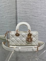 DIOR 25S SMALL LADY D‑JOY BAG 22 IN IVORY CALFSKIN GOLD HARDWARE