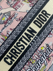 DIOR 25S SMALL LADY D-LITE BAG 24 IN PINK CANVAS DIOR BUTTERFLY