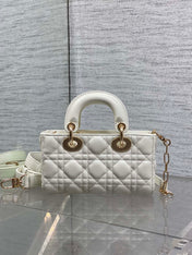 DIOR 25S MICRO LADY D-JOY 19 IN IVORY CALFSKIN GOLD HARDWRE
