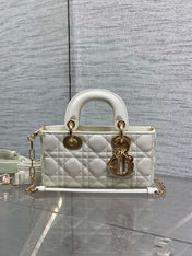 DIOR 25S MICRO LADY D-JOY 19 IN IVORY CALFSKIN GOLD HARDWRE