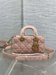 DIOR 25S MICRO LADY D-JOY 19 IN BABY PINK CALFSKIN GOLD HARDWARE