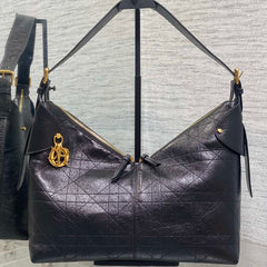 DIOR 25S VOYAGE BAG 34 IN BLACK FLAT MACROCANNAGE GRAINED GLOSSY CALFSKIN