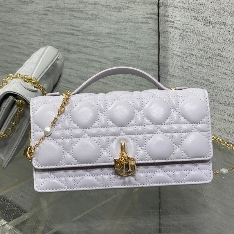 DIOR 25S DIOR TALK PHONE POUCH 21 IN PALE LILAC CALFSKIN GOLD HARDWRE