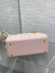 DIOR 25S MEDIUM LADY BAG 24 IN PINK CALFSKIN GOLD HARDWRE