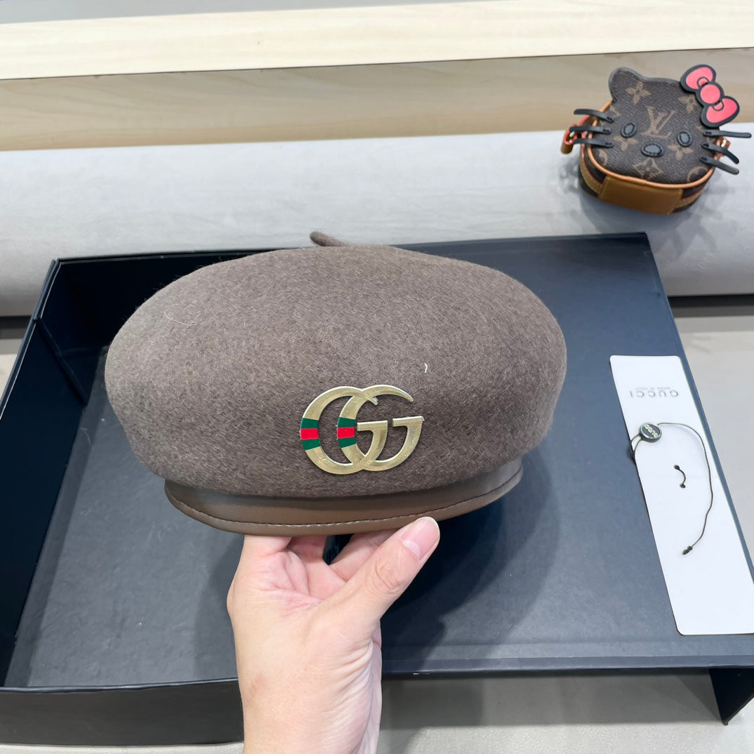 BERET HAT IN WENGE BROWN WOOL 406888