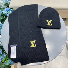 SET SCARF AND HAT IN BLACK WOOL 406533