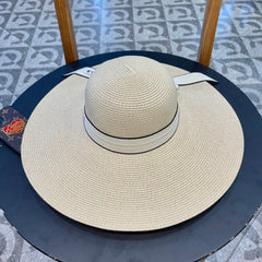 WIDE BRIM STRAW HAT WITH BOW BEIGE 672706