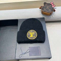 KNITTED BEANIE HAT IN BLACK WOOL AND RABBIT FUR 417754