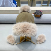 BEANIE HAT IN BROWN WOOL AND COTTON 419745