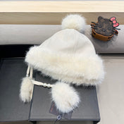 BEANIE HAT IN WHITE WOOL AND COTTON 419746