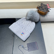 KNITTED BEANIE HAT IN GRAY WOOL 426216