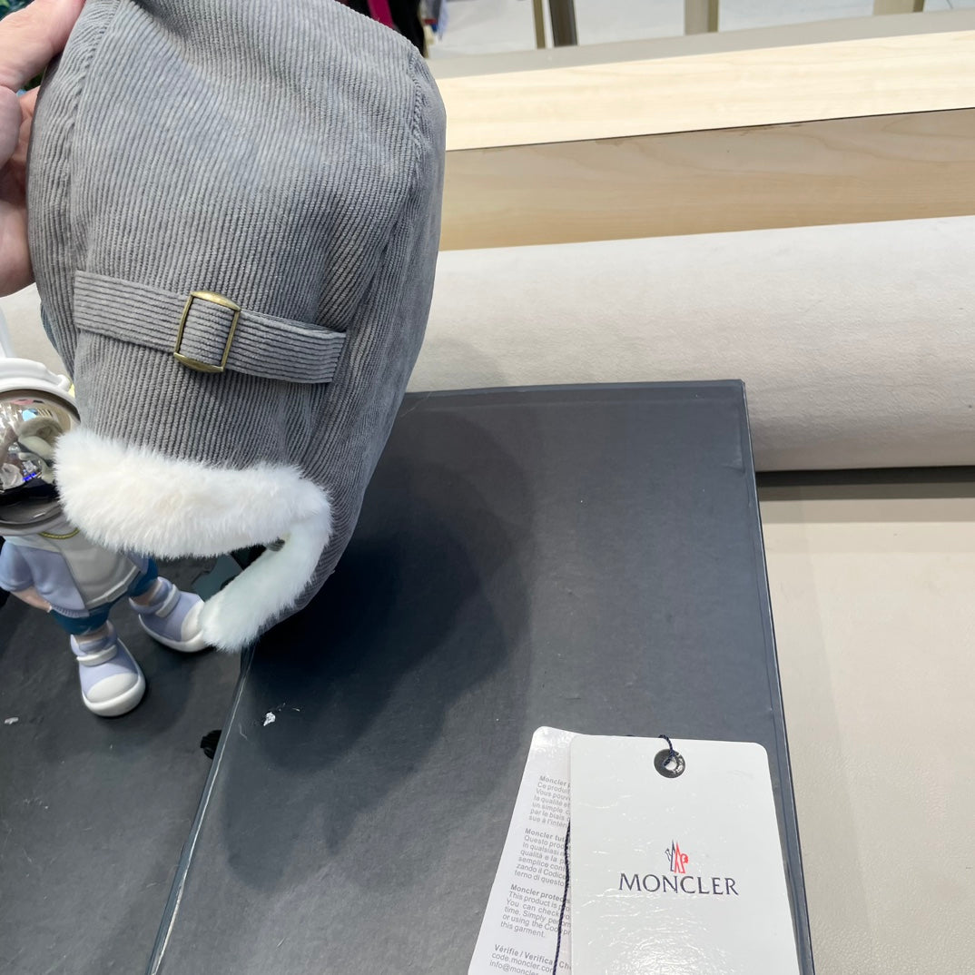 AVATOR HAT IN STEEL GRAY CORDUROY AND FLEECE-LINED 434983