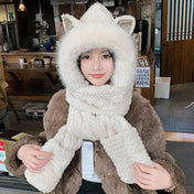 BEANIE HAT IN ALMOND BEIGE  WOOL AND LAMB FUR 435075