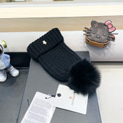 WOOL BEANIE WITH POM POM BLACK 435049